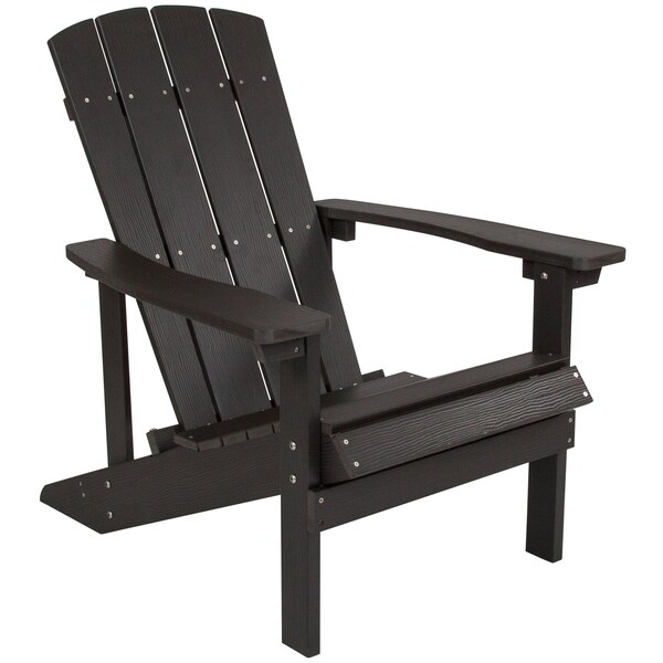 Flash Furniture Charlestown Adirondack Chair, Slate Wood, Slate Gray Seat, Wood Back, 29.5 W 35 H - JJ-C14501-SLT-GG