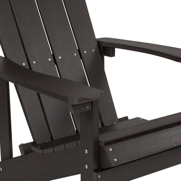 Flash Furniture Charlestown Adirondack Chair, Slate Wood, Slate Gray Seat, Wood Back, 29.5 W 35 H - JJ-C14501-SLT-GG