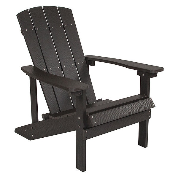 Flash Furniture Charlestown Adirondack Chair, Slate Wood, Slate Gray Seat, Wood Back, 29.5 W 35 H - JJ-C14501-SLT-GG