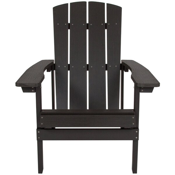 Flash Furniture Charlestown Adirondack Chair, Slate Wood, Slate Gray Seat, Wood Back, 29.5 W 35 H - JJ-C14501-SLT-GG