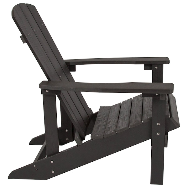 Flash Furniture Charlestown Adirondack Chair, Slate Wood, Slate Gray Seat, Wood Back, 29.5 W 35 H - JJ-C14501-SLT-GG