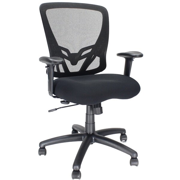 We'Re It Zapp Series Mesh Back Adjustable Task Chair with Seat Slide, Fabric Seat, in Black - OFD501F-BLK