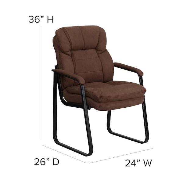 Flash Furniture Contemporary Executive Side Reception Chair, Brown Back, 24 in W 26" L 36" H, Curved Padded - GO-1156-BN-GG