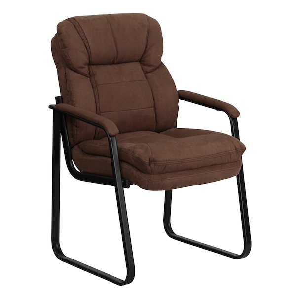 Flash Furniture Contemporary Executive Side Reception Chair, Brown Back, 24 in W 26" L 36" H, Curved Padded - GO-1156-BN-GG