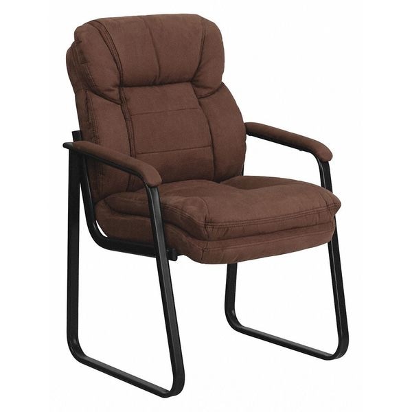 Flash Furniture Contemporary Executive Side Reception Chair, Brown Back, 24 in W 26" L 36" H, Curved Padded - GO-1156-BN-GG