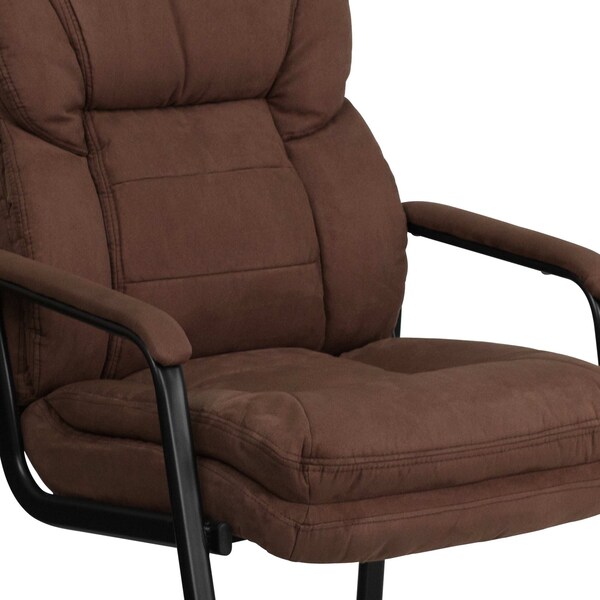 Flash Furniture Contemporary Executive Side Reception Chair, Brown Back, 24 in W 26" L 36" H, Curved Padded - GO-1156-BN-GG