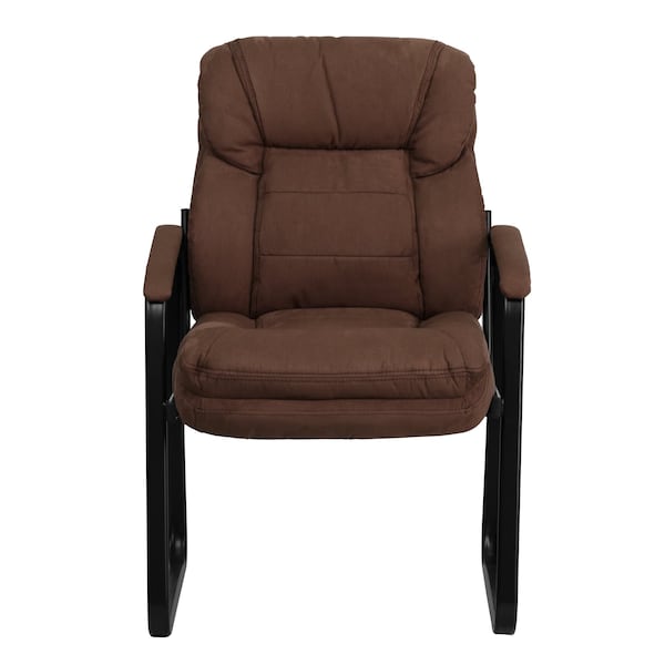 Flash Furniture Contemporary Executive Side Reception Chair, Brown Back, 24 in W 26" L 36" H, Curved Padded - GO-1156-BN-GG