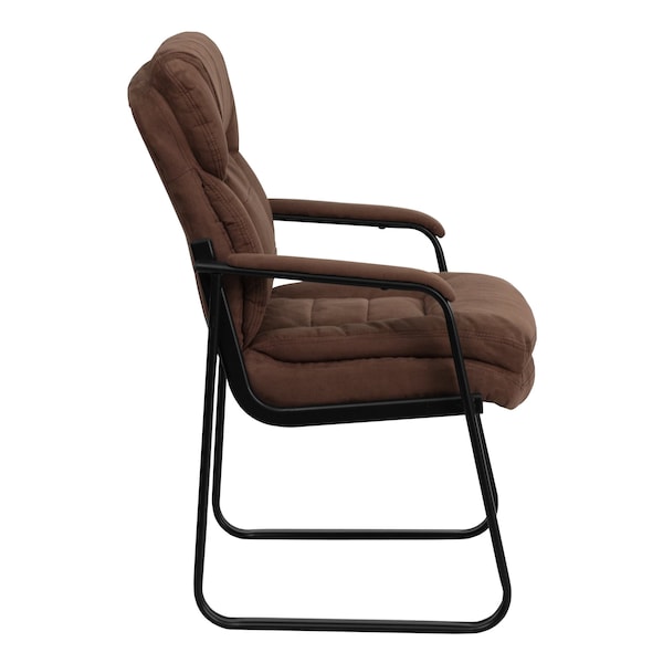Flash Furniture Contemporary Executive Side Reception Chair, Brown Back, 24 in W 26" L 36" H, Curved Padded - GO-1156-BN-GG