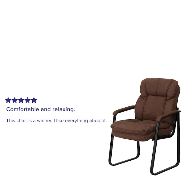 Flash Furniture Contemporary Executive Side Reception Chair, Brown Back, 24 in W 26" L 36" H, Curved Padded - GO-1156-BN-GG