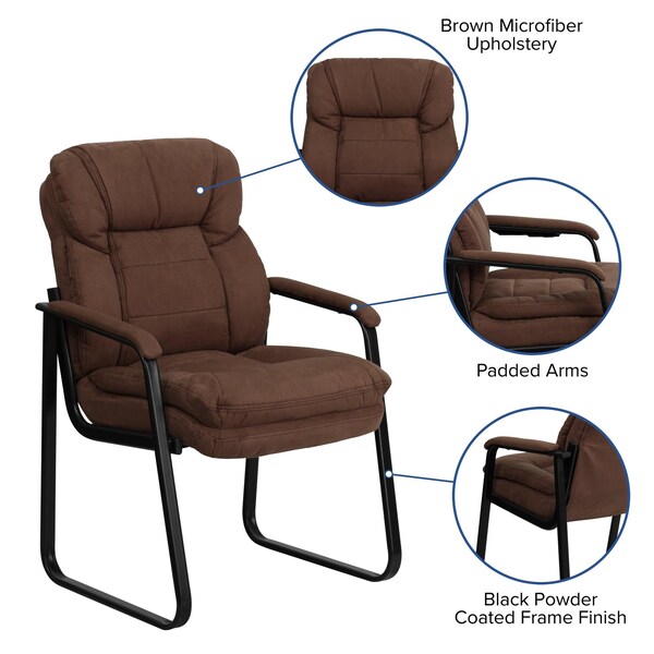 Flash Furniture Contemporary Executive Side Reception Chair, Brown Back, 24 in W 26" L 36" H, Curved Padded - GO-1156-BN-GG