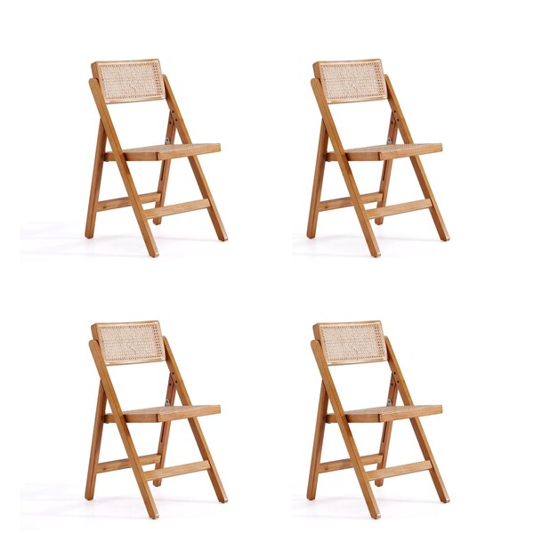 Manhattan Comfort Pullman Folding Dining Chair in Nature Cane, Set of 4 - 2-DCCA08-NA