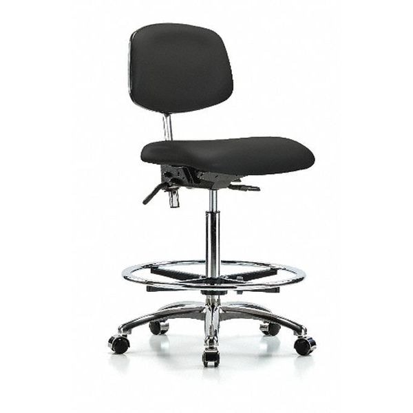 Zoro Select Clean Room Chair Ergonomic Chair, No Arms, 26-1/4" to 36" Height, Vinyl, Black - BR-NCR-VHBCH-CR-T1-A0-CF-CC-8540