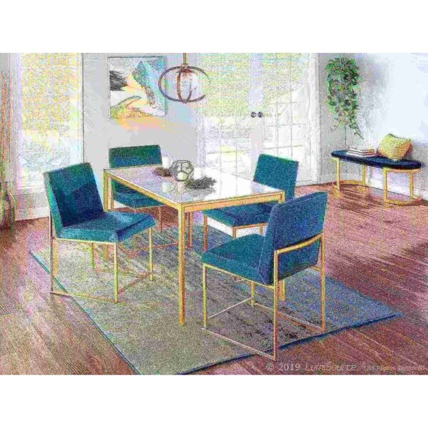 Lumisource High Back Fuji Dining Chair in Gold and Green Velvet, PK 2 - DC-HBFUJI AUVGN2