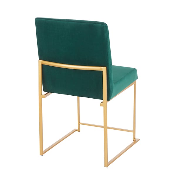 Lumisource High Back Fuji Dining Chair in Gold and Green Velvet, PK 2 - DC-HBFUJI AUVGN2