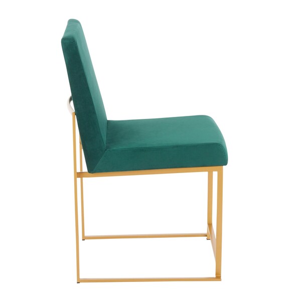 Lumisource High Back Fuji Dining Chair in Gold and Green Velvet, PK 2 - DC-HBFUJI AUVGN2
