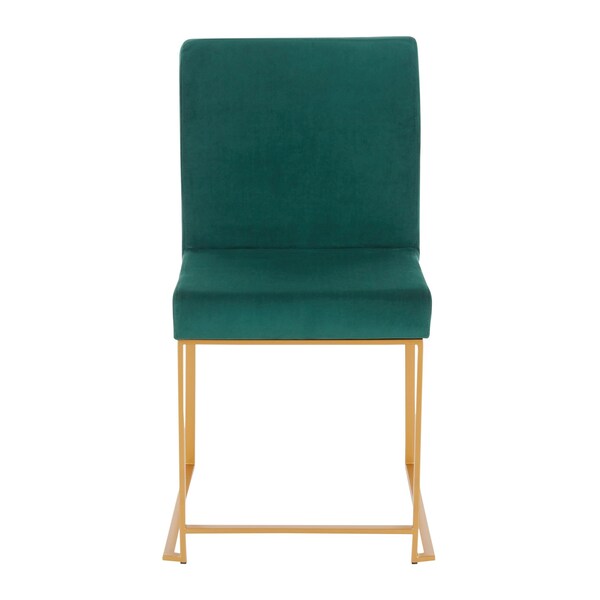 Lumisource High Back Fuji Dining Chair in Gold and Green Velvet, PK 2 - DC-HBFUJI AUVGN2