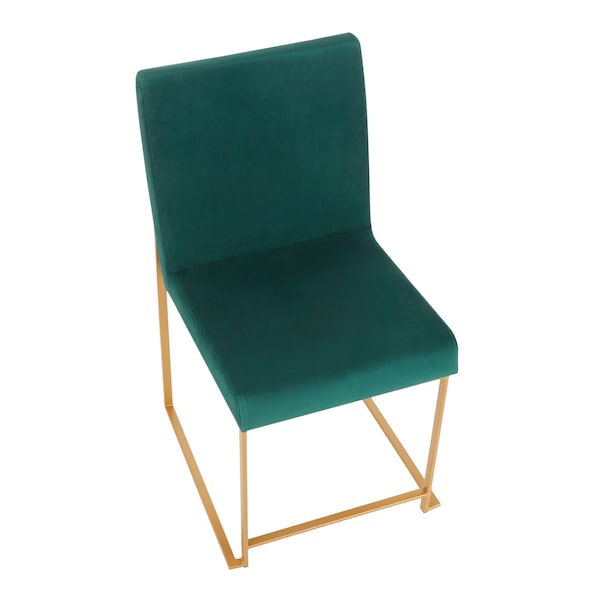 Lumisource High Back Fuji Dining Chair in Gold and Green Velvet, PK 2 - DC-HBFUJI AUVGN2