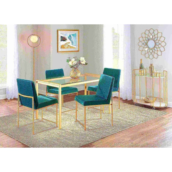 Lumisource High Back Fuji Dining Chair in Gold and Green Velvet, PK 2 - DC-HBFUJI AUVGN2