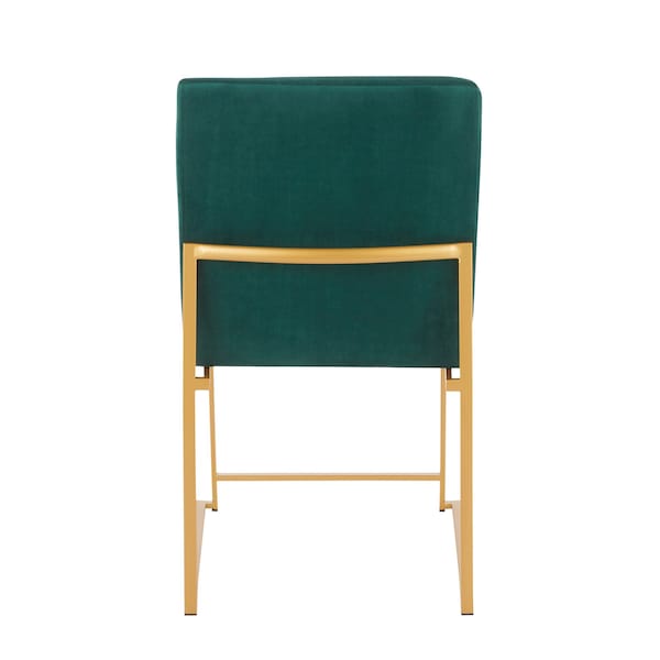 Lumisource High Back Fuji Dining Chair in Gold and Green Velvet, PK 2 - DC-HBFUJI AUVGN2