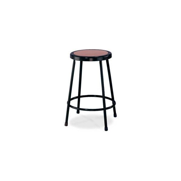 National Public Seating Interion 24"H Steel Work Stool with Hardboard Seat - Backless - Black - Pack of 2 - INT-6224-10/2