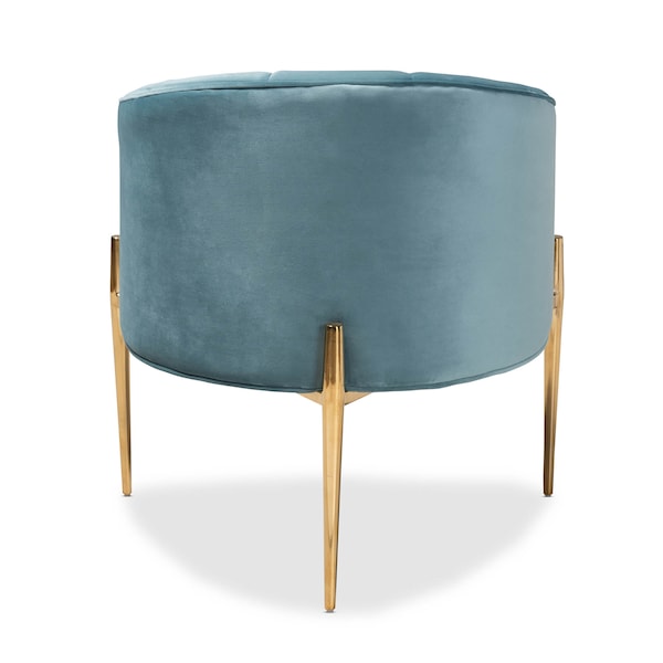 Baxton Studio Clarisse Light Blue Velvet Upholstered Gold Finished Chair - 157-9781