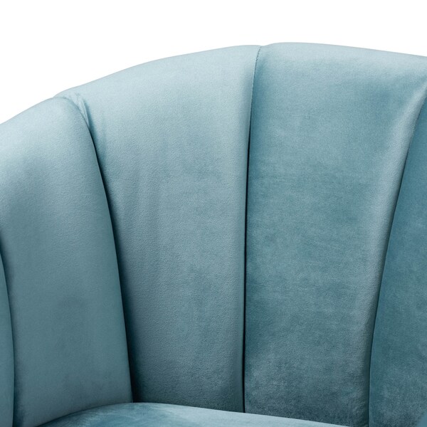 Baxton Studio Clarisse Light Blue Velvet Upholstered Gold Finished Chair - 157-9781