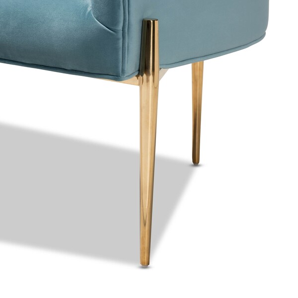Baxton Studio Clarisse Light Blue Velvet Upholstered Gold Finished Chair - 157-9781