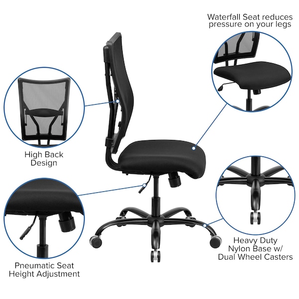Flash Furniture Contemporary Chair High Back Chair, Big and Tall, Black, 17-1/2" to 20-3/4" Height, Foam, Black - WL-5029SYG-GG