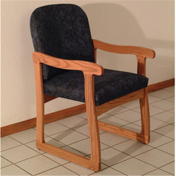 Wooden Mallet Prairie Guest Chair in Medium Oak - Watercolor Blue - DW7-1MOWB