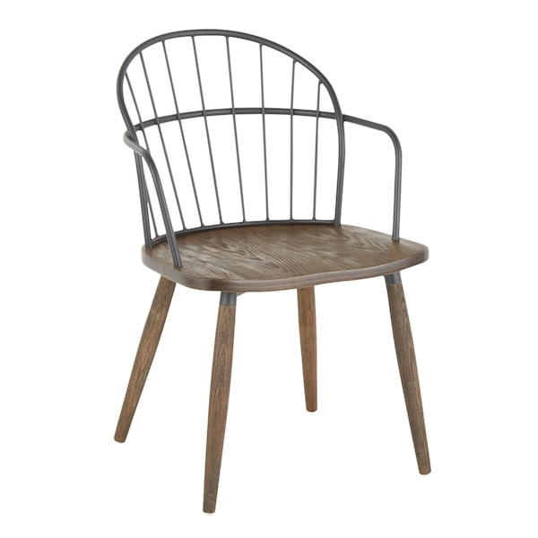Lumisource Riley Chair in Dark Walnut Wood and Black Metal - CH-RILEY BNBK
