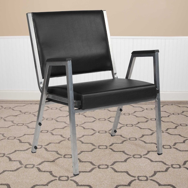 Flash Furniture 4 Pack HERCULES Series 1000 lb. Rated Black Antimicrobial Vinyl Bariatric Medical Reception Arm Chair - 4-XU-DG-60443-670-1-BK-VY-GG