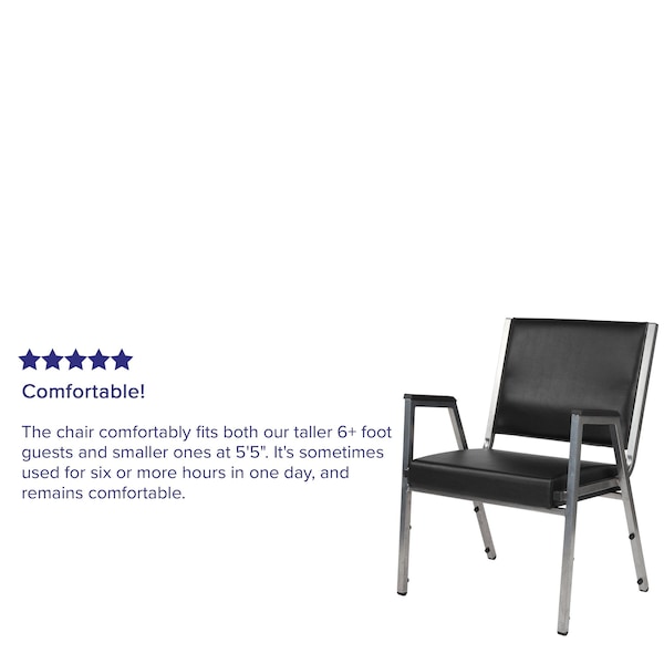 Flash Furniture 4 Pack HERCULES Series 1000 lb. Rated Black Antimicrobial Vinyl Bariatric Medical Reception Arm Chair - 4-XU-DG-60443-670-1-BK-VY-GG