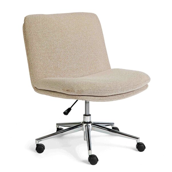 Martha Stewart Eloise Upholstered Office Chair in Grey White/Polished Nickel - CH-232196-2-GW-MS