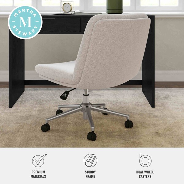 Martha Stewart Eloise Upholstered Office Chair in Grey White/Polished Nickel - CH-232196-2-GW-MS