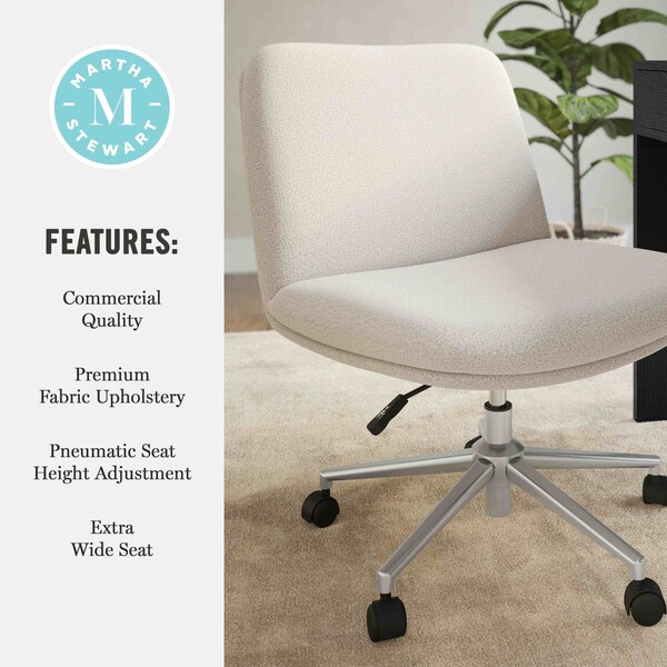 Martha Stewart Eloise Upholstered Office Chair in Grey White/Polished Nickel - CH-232196-2-GW-MS