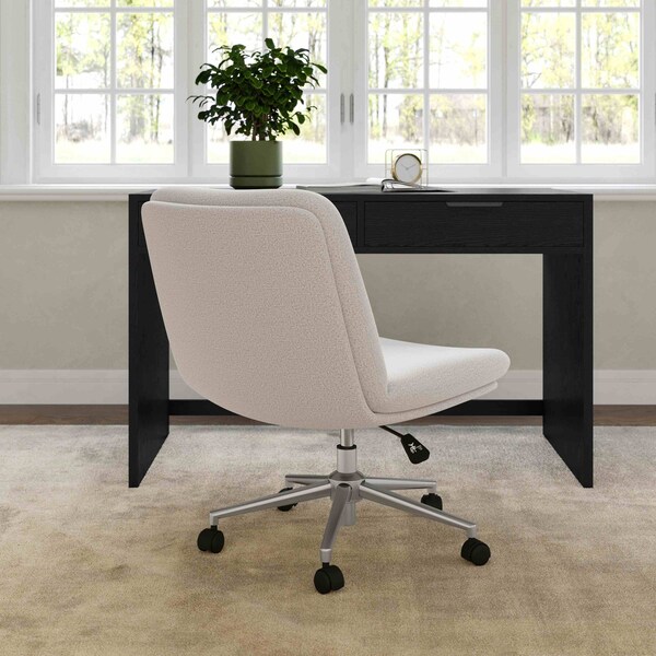 Martha Stewart Eloise Upholstered Office Chair in Grey White/Polished Nickel - CH-232196-2-GW-MS