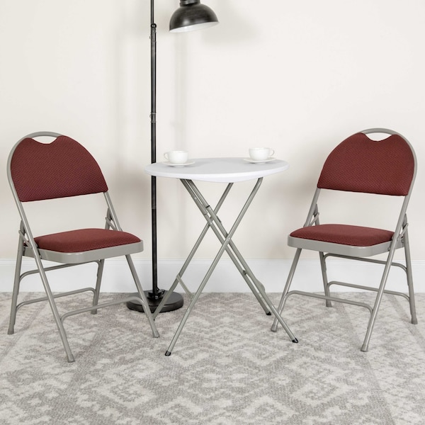 Flash Furniture Burgundy Fabric Folding Chair - 4-HA-MC705AF-3-BY-GG
