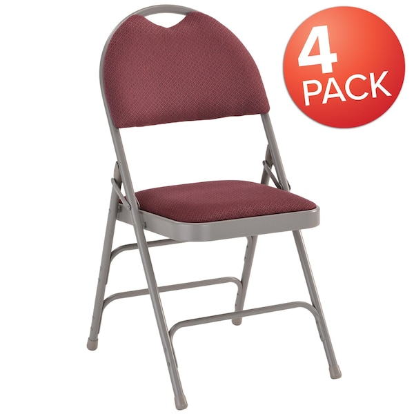 Flash Furniture Burgundy Fabric Folding Chair - 4-HA-MC705AF-3-BY-GG