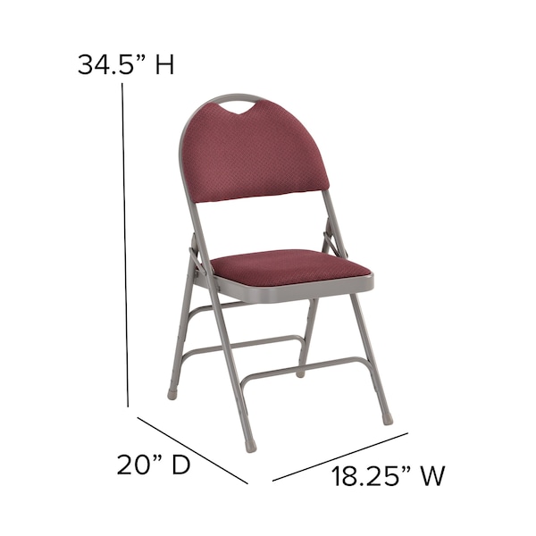 Flash Furniture Burgundy Fabric Folding Chair - 4-HA-MC705AF-3-BY-GG