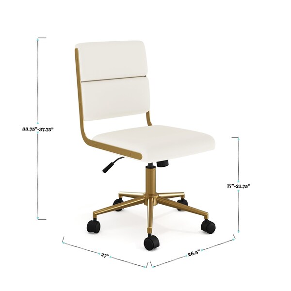 Martha Stewart Lulu Upholstered Office Chair in Off White/Polished Brass - CH-240229-1-CR-GLD-MS