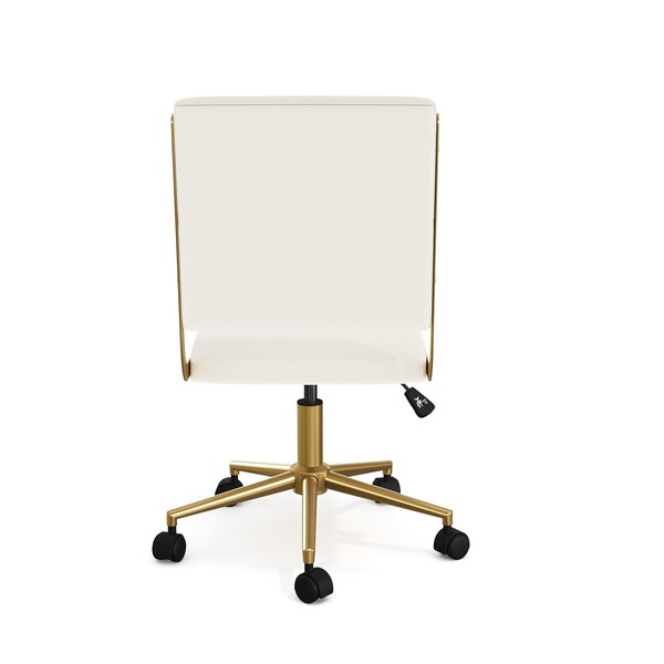Martha Stewart Lulu Upholstered Office Chair in Off White/Polished Brass - CH-240229-1-CR-GLD-MS