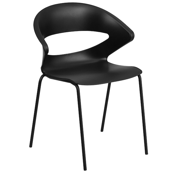 Flash Furniture HERCULES Series 440 lb. Capacity Black Stack Chair - 5-RUT-4-BK-GG