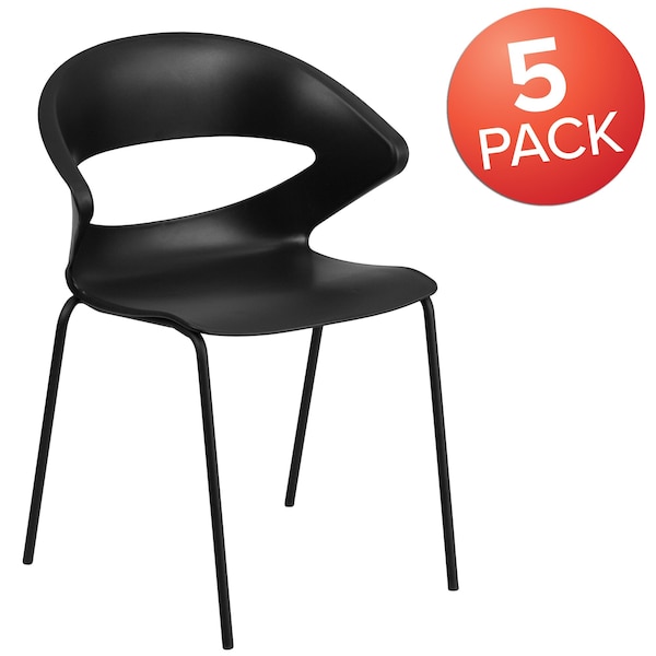 Flash Furniture HERCULES Series 440 lb. Capacity Black Stack Chair - 5-RUT-4-BK-GG