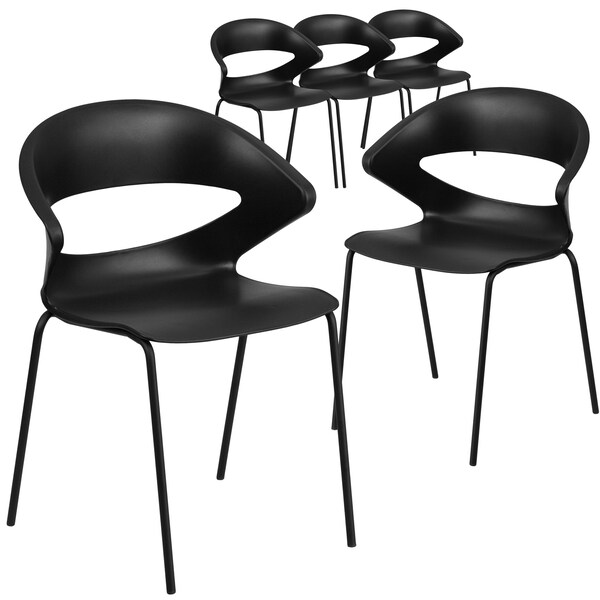 Flash Furniture HERCULES Series 440 lb. Capacity Black Stack Chair - 5-RUT-4-BK-GG