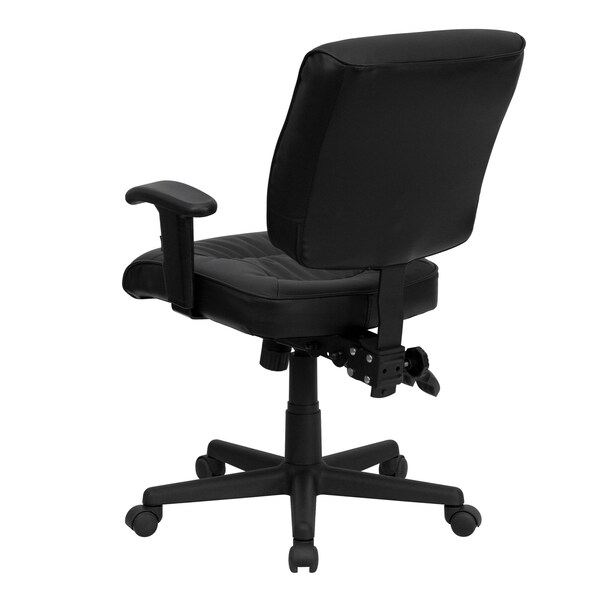 Flash Furniture Leather Contemporary Chair, 18-1/4" to 22-1/4", Adjustable Arms - GO-1574-BK-A-GG