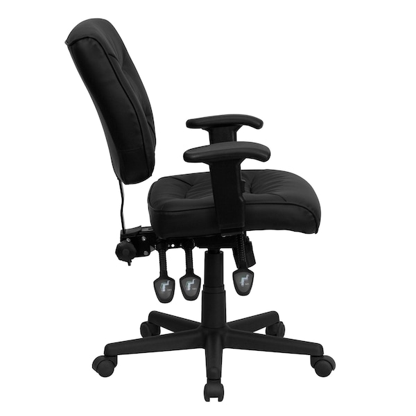 Flash Furniture Leather Contemporary Chair, 18-1/4" to 22-1/4", Adjustable Arms - GO-1574-BK-A-GG
