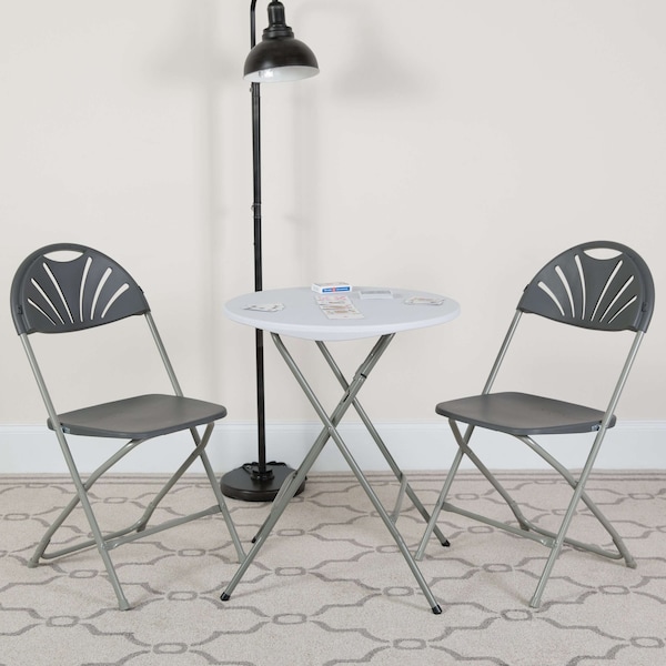 Flash Furniture Charcoal Plastic Folding Chair - 2-LE-L-4-CH-GG
