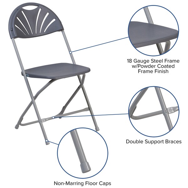 Flash Furniture Charcoal Plastic Folding Chair - 2-LE-L-4-CH-GG