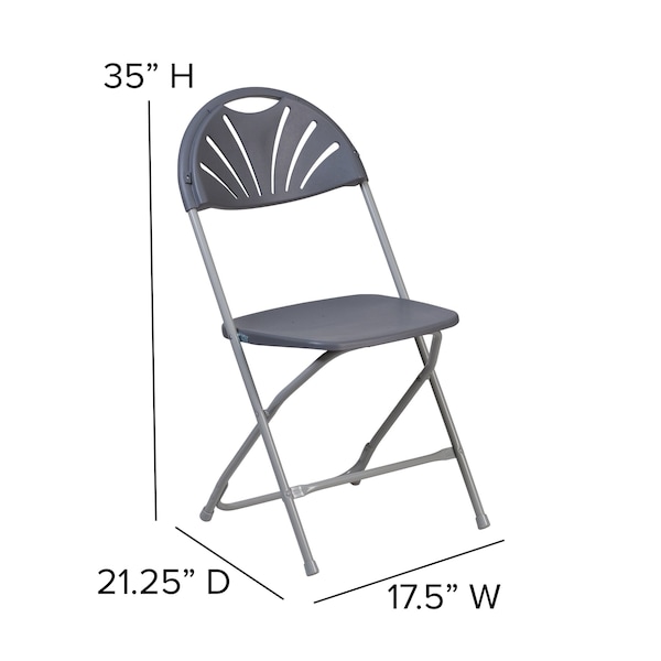 Flash Furniture Charcoal Plastic Folding Chair - 2-LE-L-4-CH-GG