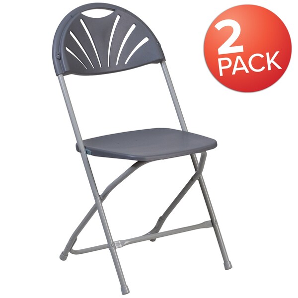 Flash Furniture Charcoal Plastic Folding Chair - 2-LE-L-4-CH-GG